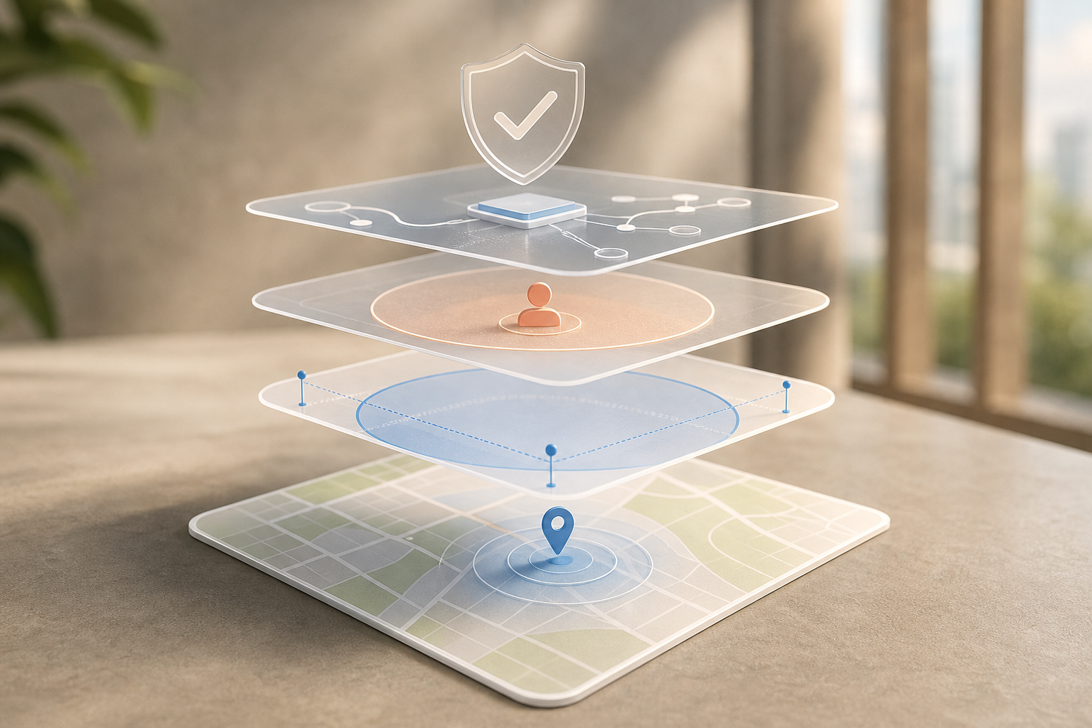 FAQ summary infographic on GPS, tasks, and security