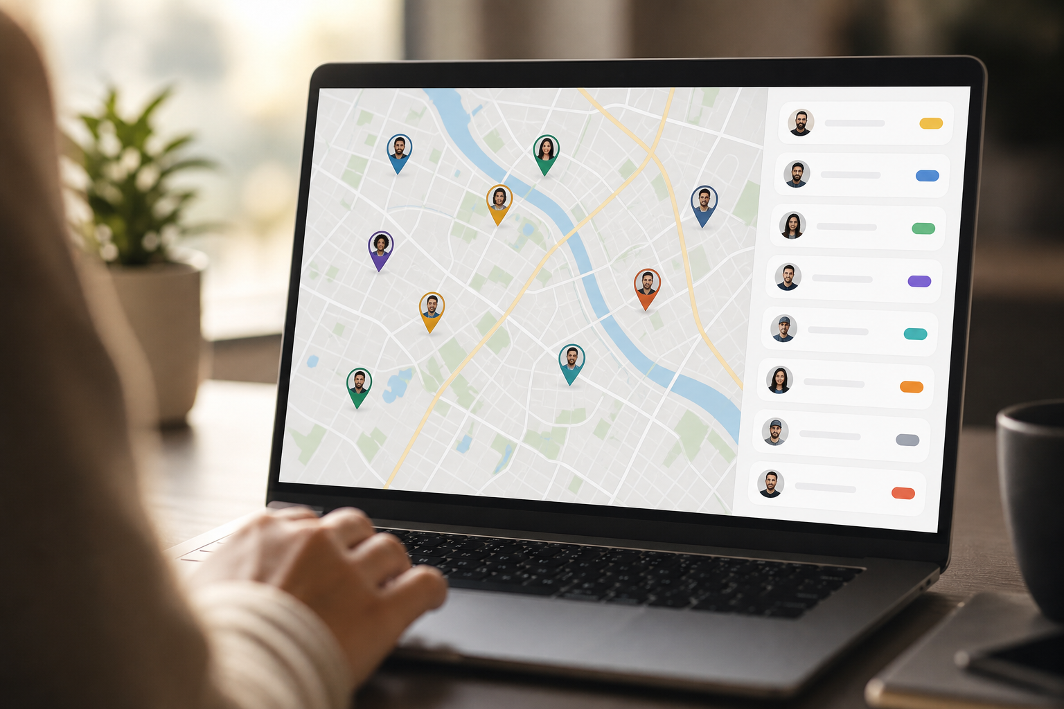 field force gps tracking and task management overview map